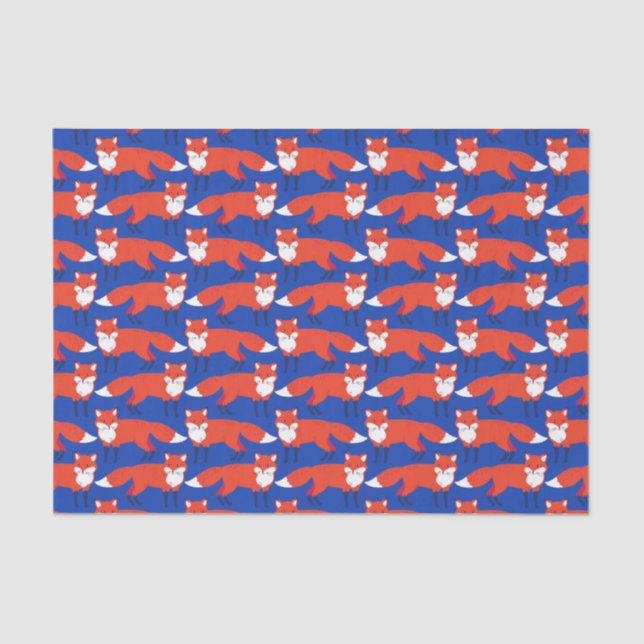 Papel De Seda Blue Winter Forest Woodland Fox  (Anverso)