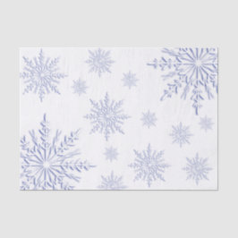 Papel De Seda Blue Winter Snowflakes on White