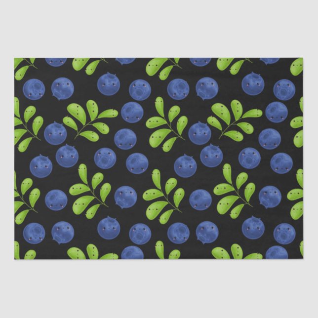 Papel De Seda Blueberry Bliss: Diseño de patrones de fruta fresc (Anverso)