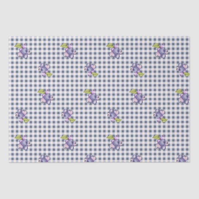 Papel De Seda Blueberry Gray Blue Gingham (Anverso)
