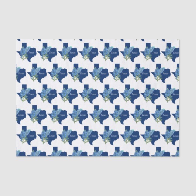 Papel De Seda Bluebonnets Texas Flores silvestres acuarela (Anverso)