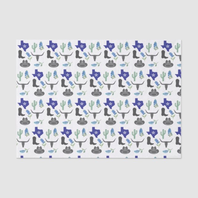 Papel De Seda Bluebonnets Texas Flores silvestres acuarela (Anverso)
