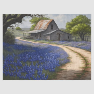 Papel De Seda Bluebonnets y el viejo granero en Texas Decoupage