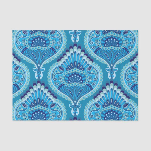 Papel De Seda Blueish - Feathered Paisley (Anverso)