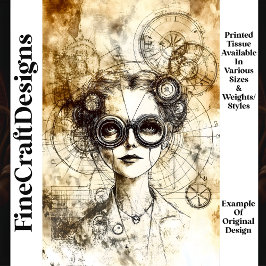Papel De Seda Blueprint Femenino Vintage Steampunk N6 Decoupage