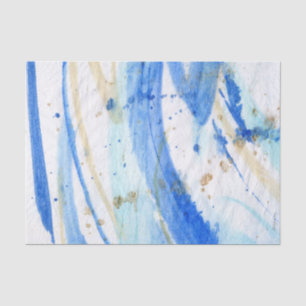 Papel De Seda Blues 001 Abstract Watercolor Paintado Tejido Pape