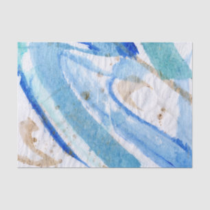 Papel De Seda Blues 006 Abstract Watercolor Paintado Tejido Pape