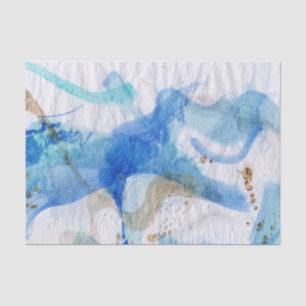 Papel De Seda Blues 013 Abstract Watercolor Paintado Tejido Pape