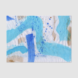 Papel De Seda Blues 017 Abstract Watercolor Paintado Tejido Pape