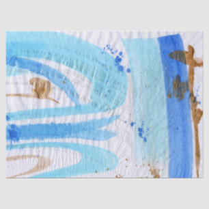 Papel De Seda Blues 018 Abstract Watercolor Paintado Tejido Pape
