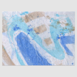Papel De Seda Blues 024 Abstract Watercolor Paintado Tejido Pape