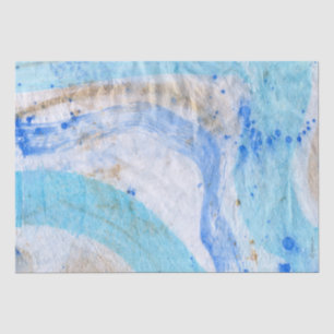 Papel De Seda Blues 025 Abstract Watercolor Paintado Tejido Pape