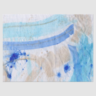 Papel De Seda Blues 027 Abstract Watercolor Paintado Tejido Pape