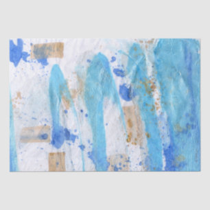 Papel De Seda Blues 028 Abstract Watercolor Paintado Tejido Pape