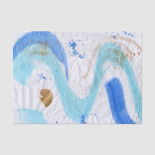 Papel De Seda Blues 030 Abstract Watercolor Paintado Tejido Pape