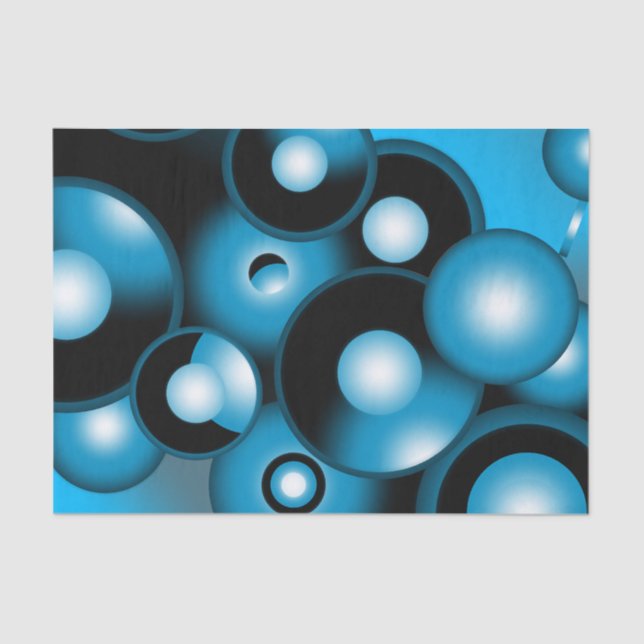 Papel De Seda Blues Círculo concéntrico Arte abstracto orbital (Anverso)