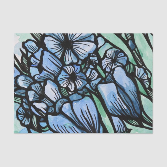 Papel De Seda Blues florales (Anverso)