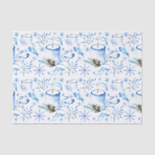 Papel De Seda Blues navidades - Velas, copos de nieve y hojas