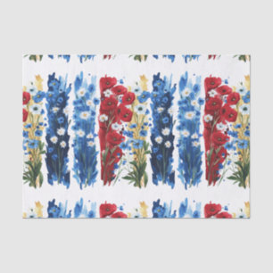 Papel De Seda Blues Reds Verano Flores salvajes Desnuda