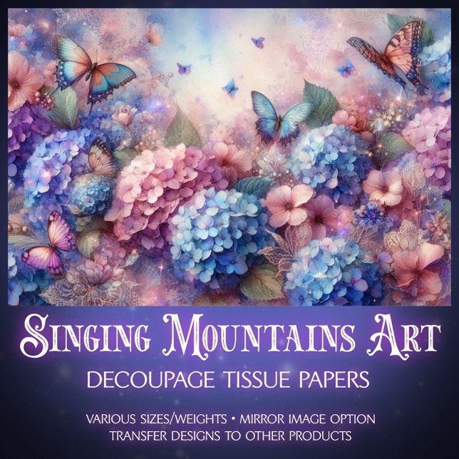 Papel De Seda Blush Pink Baby Blue Floral Butterfies Decoupage  (Subido por el creador)