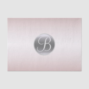 Papel De Seda Blush Rosa Brillo Elegante Monograma Letra Inicial