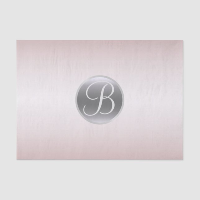 Papel De Seda Blush Rosa Brillo Elegante Monograma Letra Inicial (Anverso)