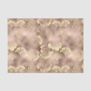 Papel De Seda Blush Rosa Oro Hojas de Ginkgo Elegante Botánico 6