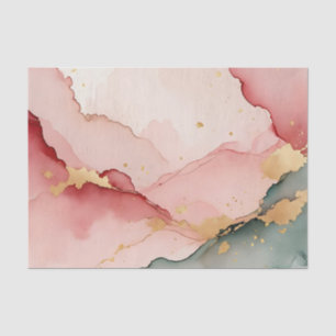 Papel De Seda Blush Rosa Té Dorado Abstracto