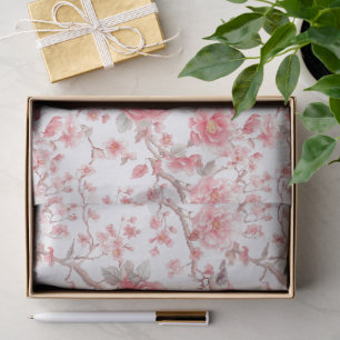 Papel De Seda Blush Rosa y Blanco Patrón de Decoupage Chinoiseri