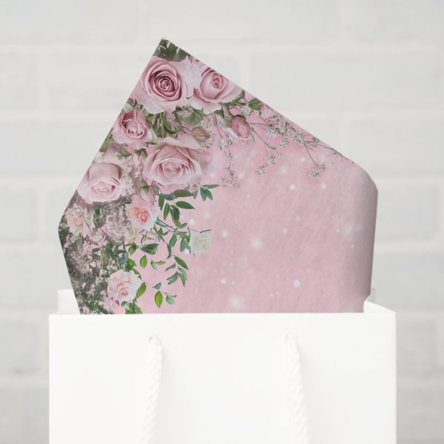 Papel De Seda Blush Rose Floral Tissue Paper (Bolsa de regalo)