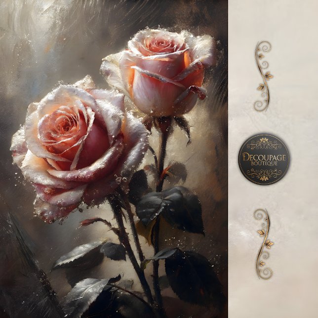 Papel De Seda Blush Rose Pair Decoupage (Blush Rose Pair Decoupage Tissue Paper)