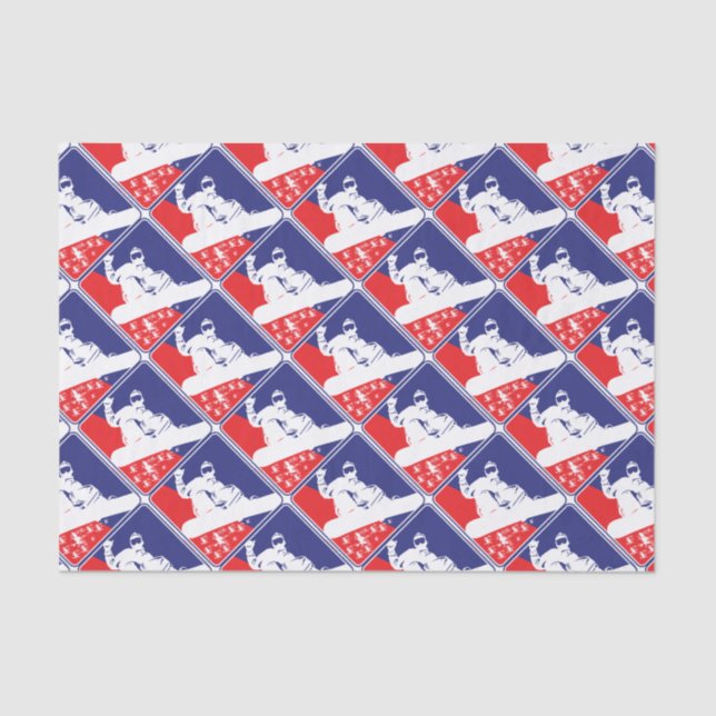 Papel De Seda Boa de nieve roja-blanca-azul (Anverso)