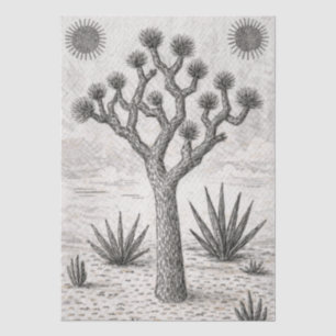 Papel De Seda boceto de árbol de josué arte de boceto del desi