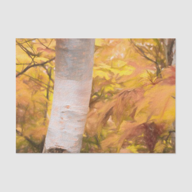 Papel De Seda Boceto de arte amarillo de otoño hojas de bosque á (Anverso)