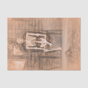 Papel De Seda Boceto de arte sepia antiguo vintage esqueleto