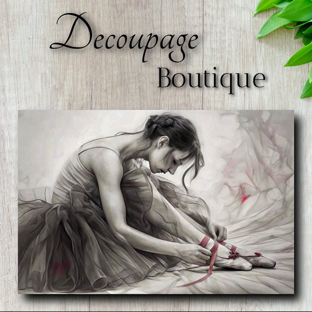 Papel De Seda Boceto de bailarina de rojo apagado Decoupage (Muted Red Ballerina Sketch Decoupage Tissue Paper)
