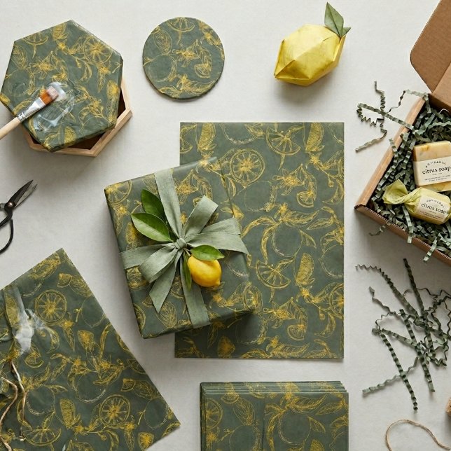 Papel De Seda Boceto de Limón Verde y Amarillo (Subido por el creador)