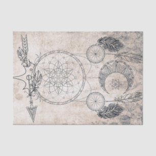 Papel De Seda Boceto de luna angustiado mandala de flecha garaba