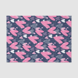 Papel De Seda Boceto de patrón de garabato de corazón rosa Día d