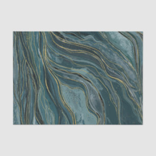 Papel De Seda Boda abstracta de acuarela azul tranquila dorada