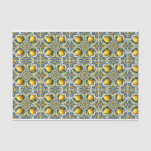 Papel De Seda Boda Azulejo Amarillo Capri Limón Mediterráneo