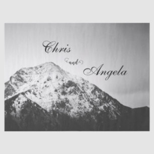 Papel De Seda Boda blanco y negro bajo las montañas