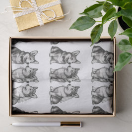 Papel De Seda Boda caprichosa de corgi vintage en blanco y negro