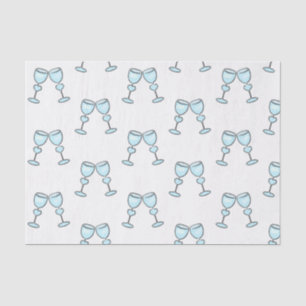 Papel De Seda Boda caprichoso azul de lentes de vino