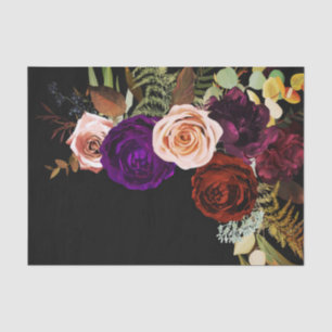 Papel De Seda Boda Chic de Color Audaz con Floral Oscuro y Verde