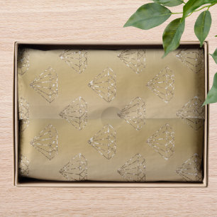 Papel De Seda Boda Compromiso Brillante Elegante Diamante de Oro