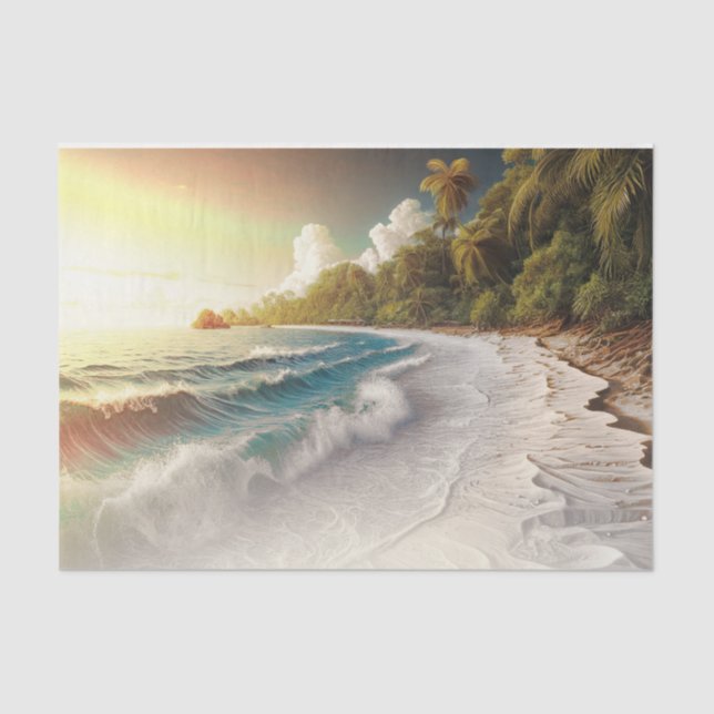 Papel De Seda Boda costero Paradise Beach Sunset (Anverso)