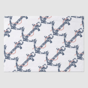 Papel De Seda Boda de Ancla en la Playa de Coral y Marina