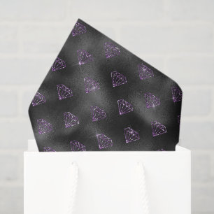 Papel De Seda Boda de Diamantes Negros Brillantes Purpura Femeni