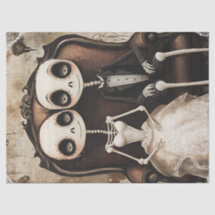 Papel De Seda Boda de esqueletos góticos en la deshielo de Hallo